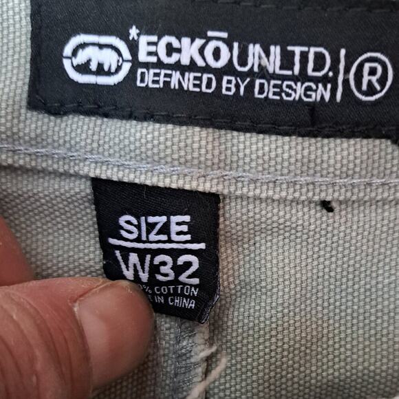 Lot of 2 Ecko Unltd 1972 Shorts Mens Size 32 Beige & Blue Denim Jean - Picture 11 of 16